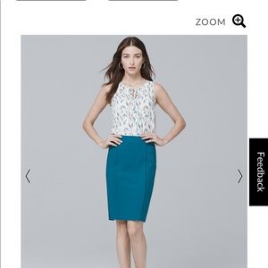 NWT WHBM Teal Pencil Skirt Size 0